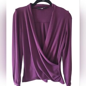 White House Black Market Purple Drape Blouse